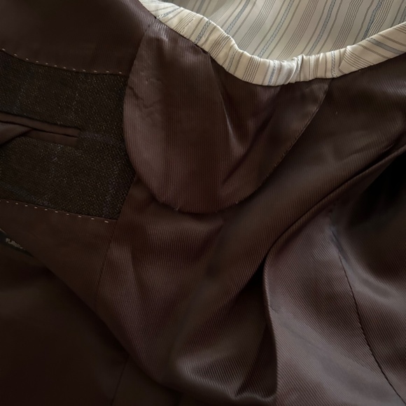 Pronto Uomu Platinum Brown Plaid 2 Button Sport Coat Blazer, Size 44R - Picture 11 of 11